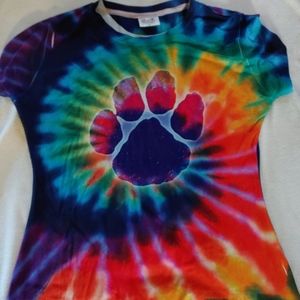 Tie-dye paw print shirt